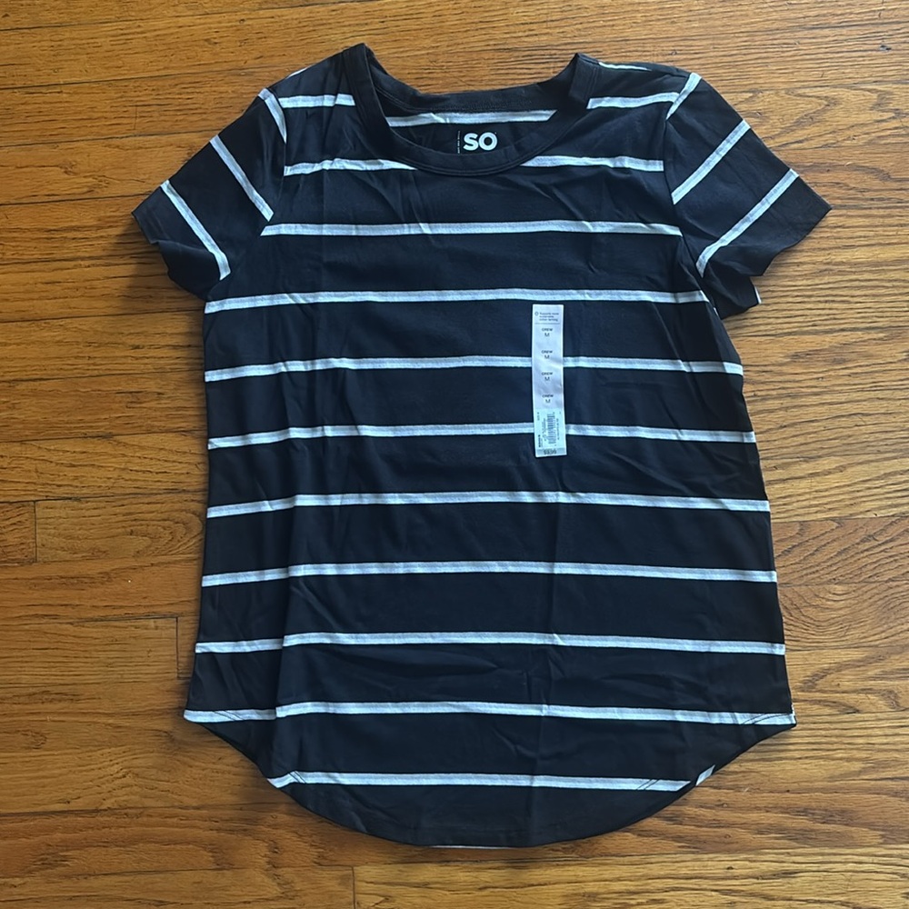 SO Black and White Striped Tee
